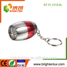 Chine Cadeau mignon promotionnel Haute qualité Aluminium Matal Mini Taille Coloré Logo bon marché Imprimé 6 Led led keychain lampe de poche